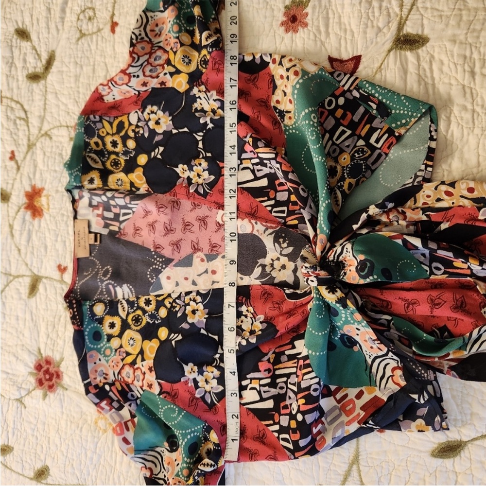 Anthropologie x kachel Cecily Wrap Blouse abstract floral sz 4 - Picture 7 of 7